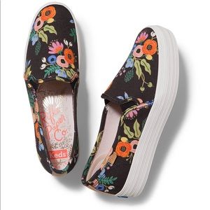 KEDS X RIFLE PAPER CO. Triple decker lively floral, size 10, Gently worn!